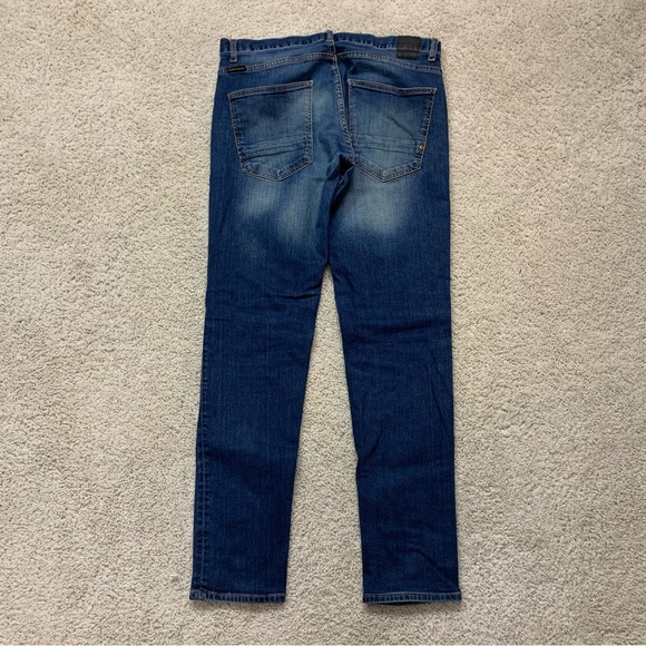 Men's ZARA MAN Indigo Blue STRETCH Mid Rise SLIM FIT Designer DENIM JEANS  34 - Picture 3 of 7